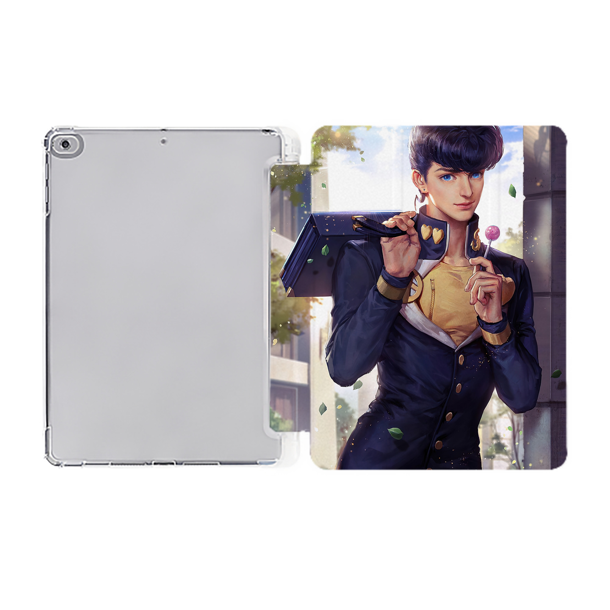 （画像用） ジョジョの奇妙な冒険 JoJo's Bizarre Adventure IPad ケース ペン収納付き 三つ折りスタンド PUレザー×シリコン 対応機種9.5/10.5/10.9インチ